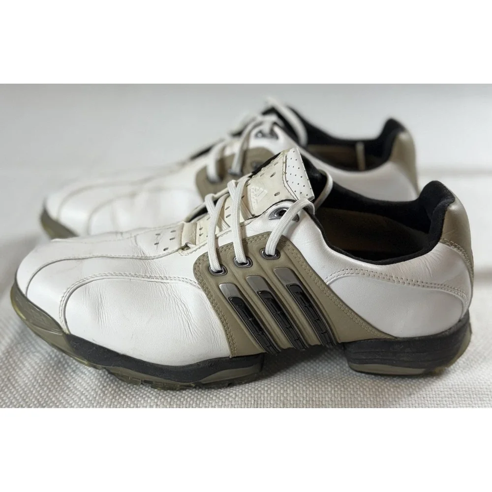 Adidas Tour 360 Golf Shoes‎ Mens 9 3D Fit Foam White Leather Spiked Performance